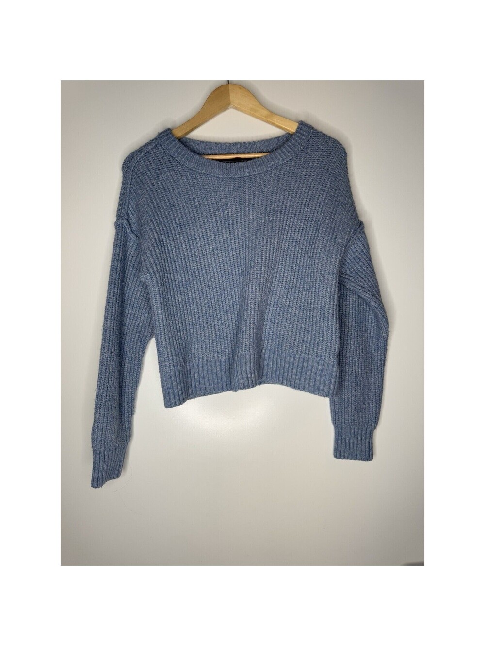 American Eagle vintage Sweater Womens XS Blue Ribbed Cropped Wool Blend